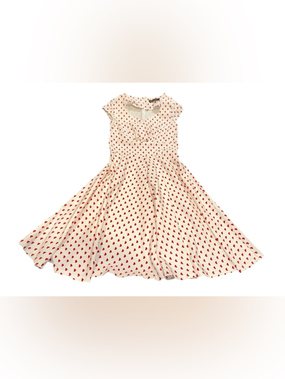 Gown Town Swing Dress Womens White Red Hearts 50’s Inspired Retro Fit & Flare Lg - Picture 3 of 9